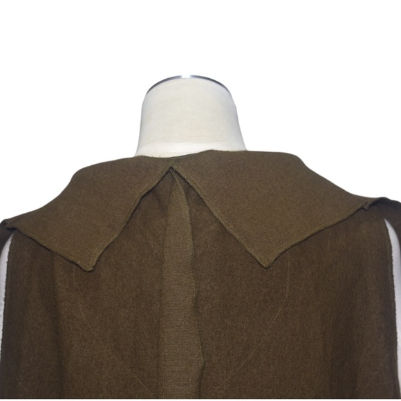 Moyuru Brown Tone Wool Vest with Collar Lagenlook Artsy One Size XL - Picture 4 of 9